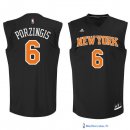 Maillot NBA Pas Cher New York Knicks Kristaps Porzingis 6 Noir Orange