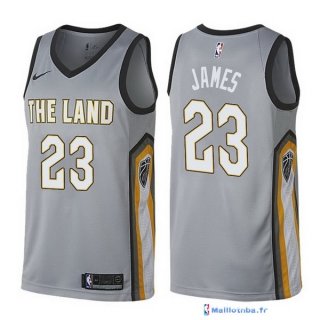 Maillot NBA Pas Cher Cleveland Cavaliers LeBron James 23 Nike Gris Ville 2017/18