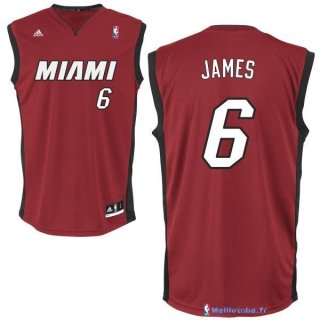 Maillot NBA Pas Cher Miami Heat LeBron James 6 Rouge Noir