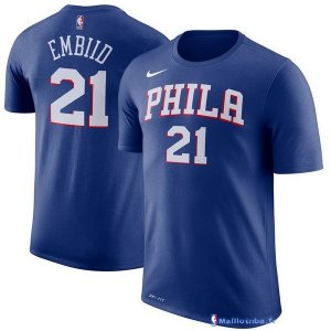 Maillot Manche Courte Philadelphia Sixers Joel Embiid 21 Bleu 2017/18