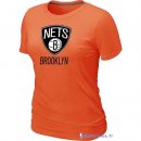 T-Shirt NBA Pas Cher Femme Brooklyn Nets Orange