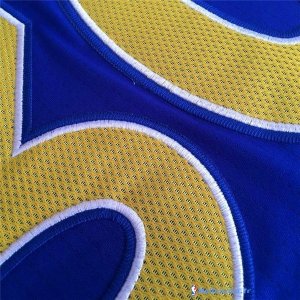 Maillot NBA Pas Cher Golden State Warriors Stephen Curry 30 Retro Bleu Jaune