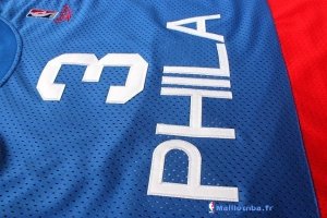 Maillot NBA Pas Cher Philadelphia Sixers Allen Iverson 3 Retro Bleu Rouge