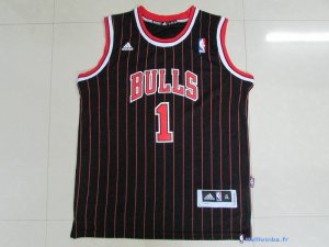 Maillot NBA Pas Cher Chicago Bulls Junior Derrick Rose 1 Noir Bande