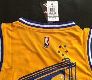 Maillot NBA Pas Cher Golden State Warriors Stephen Curry 30 Retro City Jaune