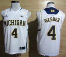 Maillot NCAA Pas Cher Michigan Chirs Webber 4 Blanc