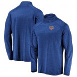 New York Knicks Fanatics Branded Blue Iconic Striated Raglan Quarter-Zip Pullover Jacket