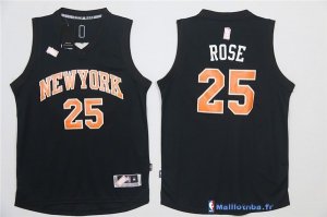 Maillot NBA Pas Cher New York Knicks Derrick Rose 25 Noir Orange