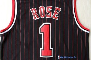 Maillot NBA Pas Cher Chicago Bulls Derrick Rose 1 Noir Bande