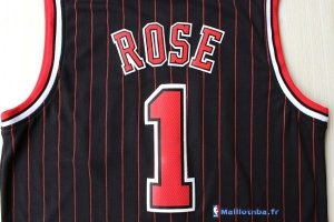 Maillot NBA Pas Cher Chicago Bulls Derrick Rose 1 Noir Bande