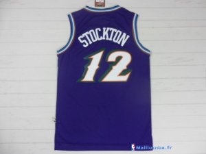 Maillot NBA Pas Cher Utah Jazz John Stockton 12 Pourpre