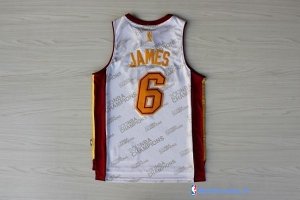 Maillot NBA Pas Cher Miami Heat LeBron James 6 Blanc Or