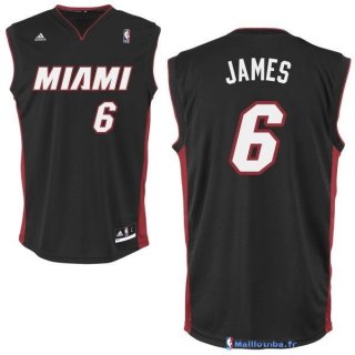 Maillot NBA Pas Cher Miami Heat LeBron James 6 Noir Rouge