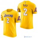 Maillot Manche Courte Los Angeles Lakers Lonzo Ball 2 Jaune 2017/18