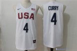 Maillot NBA Pas Cher USA 2016 Curry 4 Blanc