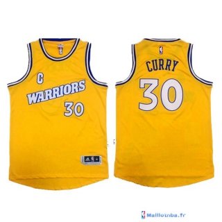 Maillot NBA Pas Cher Golden State Warriors Stephen Curry 30 Retro Jaune Blanc