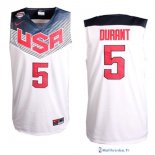 Maillot NBA Pas Cher USA 2014 Durant 5 Blanc