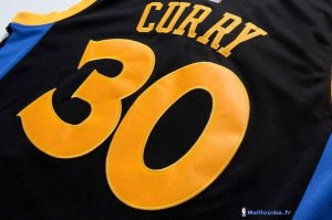 Maillot NBA Pas Cher Golden State Warriors Stephen Curry 30 Noir Jaune