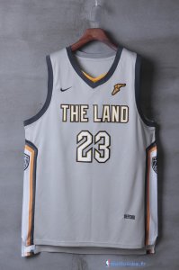 Maillot NBA Pas Cher Cleveland Cavaliers LeBron James 23 Gris Ville 2017/18