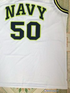 Maillot NCAA Pas Cher Navy David Robinson 50 Blanc