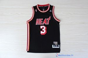 Maillot NBA Pas Cher Miami Heat Dwyane Wade 3 Retro Noir