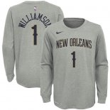 New Orleans Pelicans Zion Williamson Nike Gray Icon Name & Number Long Sleeve Performance T-Shirt