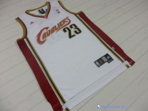 Maillot NBA Pas Cher Cleveland Cavaliers LeBron James 23 Retro Dentelle Blanc