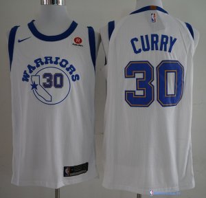 Maillot NBA Pas Cher Golden State Warriors Stephen Curry 30 Retro Blanc 2017/18