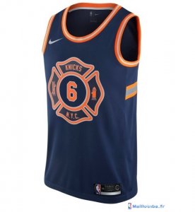 Maillot NBA Pas Cher New York Knicks Kristaps Porzingis 6 Nike Bleu Ville 2017/18