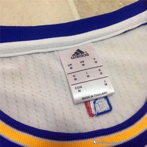 Maillot NBA Pas Cher Golden State Warriors Stephen Curry 30 Retro Blanc Bleu