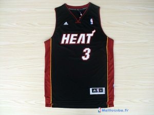 Maillot NBA Pas Cher Miami Heat Dwyane Wade 3 Noir Rouge