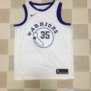 Maillot NBA Pas Cher Golden State Warriors Kevin Durant 35 Nike Retro Blanc 2017/18