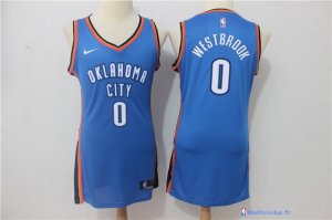 Maillot NBA Pas Cher Oklahoma City Thunder Femme Russell Westbrook 0 Bleu Icon 2017/18