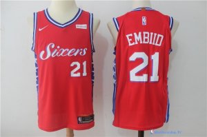 Maillot NBA Pas Cher Philadelphia Sixers Joel Embiid 21 Rouge 2017/18