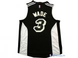 Maillot NBA Pas Cher Miami Heat Dwyane Wade 3 Noir Blanc