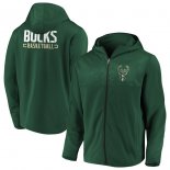 Milwaukee Bucks Fanatics Branded Hunter Green Iconic Defender Mission Performance Primary Logo Full-Zip Hoodie