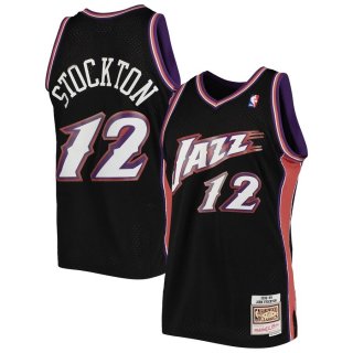 Utah Jazz John Stockton Mitchell & Ness Black Hardwood Classics 1996-97 Swingman Jersey