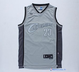 Maillot NBA Pas Cher Cleveland Cavaliers LeBron James 23 Gris Noir