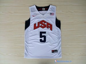 Maillot NBA Pas Cher USA 2012 Durant 5 Blanc