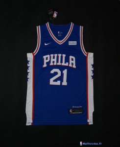 Maillot NBA Pas Cher Philadelphia Sixers Joel Embiid 21 Bleu 2017/18