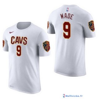Maillot Manche Courte Cleveland Cavaliers Dwyane Wade 9 Blanc 2017/18
