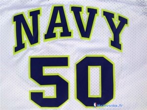 Maillot NCAA Pas Cher Navy David Robinson 50 Blanc