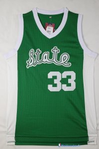 Maillot NCAA Pas Cher Michigan Earvin Johnson 33 Vert Blanc