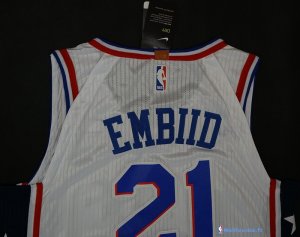 Maillot NBA Pas Cher Philadelphia Sixers Joel Embiid 21 Blanc 2017/18