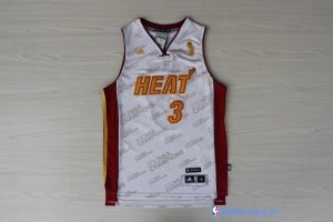 Maillot NBA Pas Cher Miami Heat Dwyane Wade 3 Blanc Or