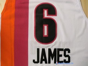 Maillot ABA Pas Cher Miami Heats James 6 Blanc