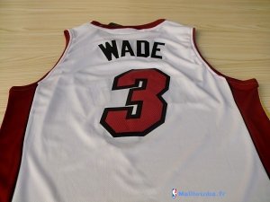 Maillot NBA Pas Cher Miami Heat Dwyane Wade 3 Blanc Rouge