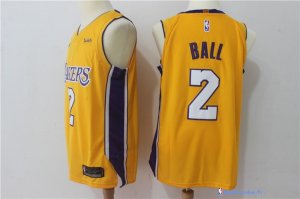 Maillot NBA Pas Cher Los Angeles Lakers Lonzo Ball 2 Jaune 2017/18