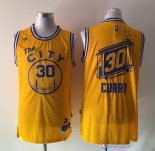 Maillot NBA Pas Cher Golden State Warriors Stephen Curry 30 Retro City Jaune