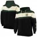 Milwaukee Bucks Majestic GreenBlack Color Block Wordmark Logo Big & Tall Full-Zip Hoodie